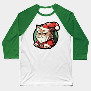 Grumpy Looking Santa Cat Baseball T-Shirt